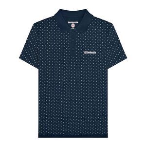 Lambretta Mens SS24 Polka Dot Polo Shirt / Navy